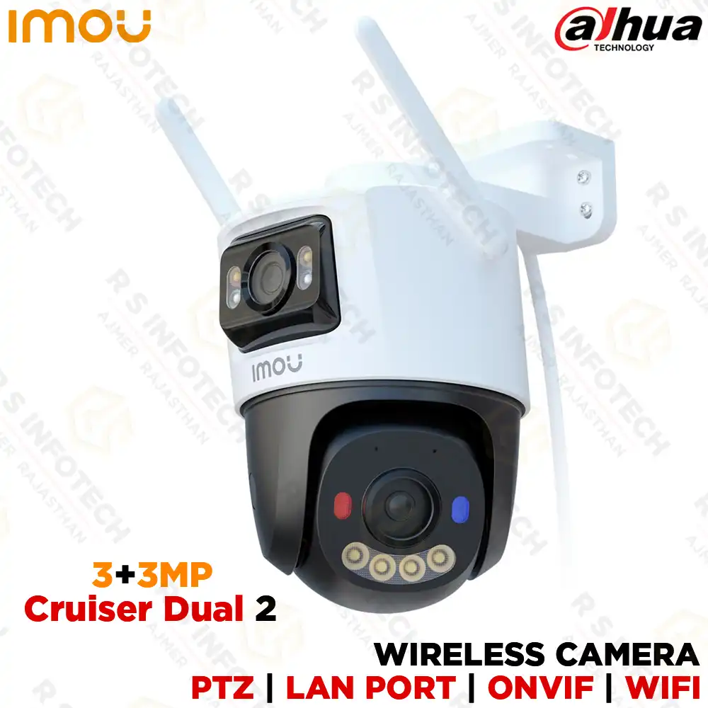 IMOU IPC-S7XEP-6M0WED CRUISER DUAL 3+3MP WIFI COLOR+MIC | PT CAMERA | HUMAN & VEHICLE DETECTION | LAN PORT (2 YEAR)