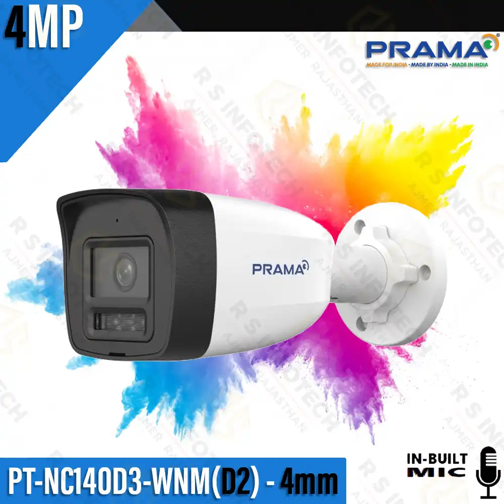 PRAMA PT-NC140D3-WNM(D2) 4MP IR NIGHT VISION | BULLET CAMERA | H.265+ | POE/IP67 (2 YEAR)