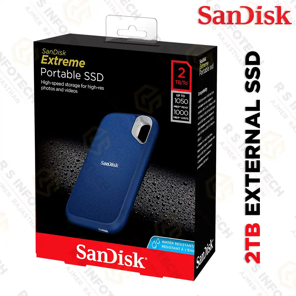 SANDISK 2TB EXTERNAL SSD E61 EXTREME TYPE-C TO USB 3.2 UPTO 1050Mbps (5YEAR)
