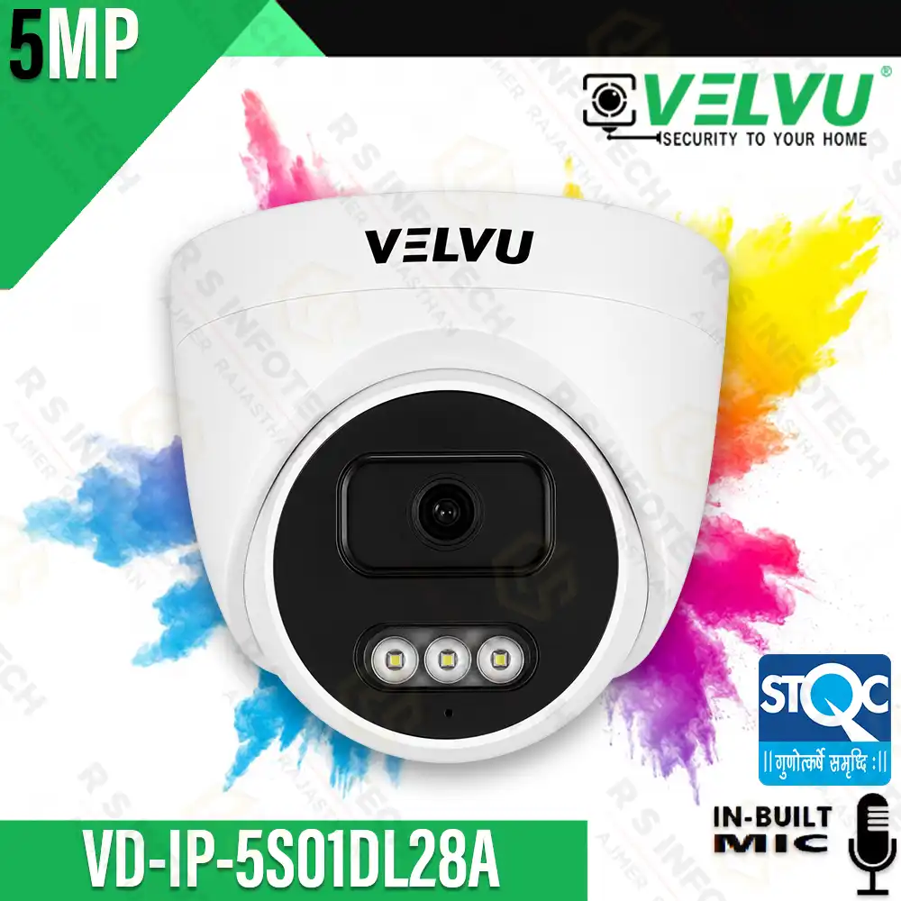 VELVU VD-IP-5S01DL28A 5MP IP DOME CAMERA DUAL LIGHT+AUDIO 2.8MM STQC (2YEAR)