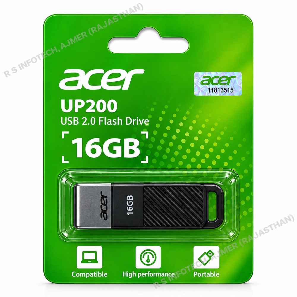 ACER UP200 2.0 16GB PEN DRIVE | BLACK (5YEAR)