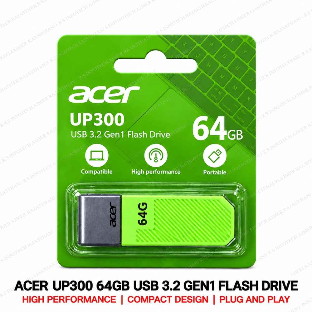 ACER UP300 3.2 64GB PEN DRIVE | GREEN (5YEAR)