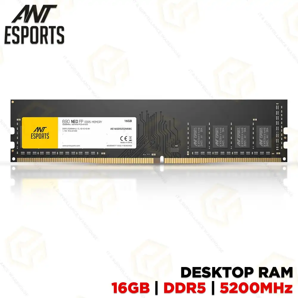 ANT ESPORTS NEO 16GB DDR5 5200MHZ DESKTOP RAM (3YEAR)