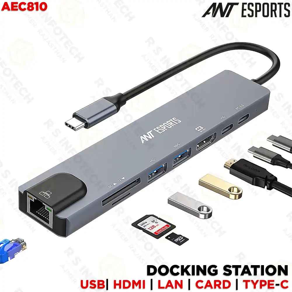 ANT ESPORTS AEC810 8-IN-1 USB TYPE-C MULTIFUNCTIONAL DOCKING STATION