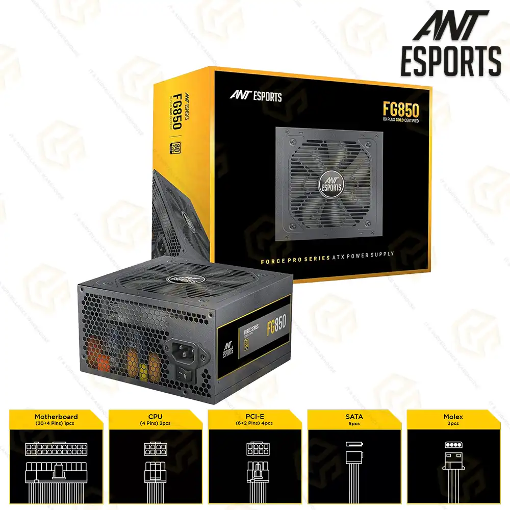 ANT ESPORTS FG850 850WT 80+ GOLD SMPS (3YEAR)