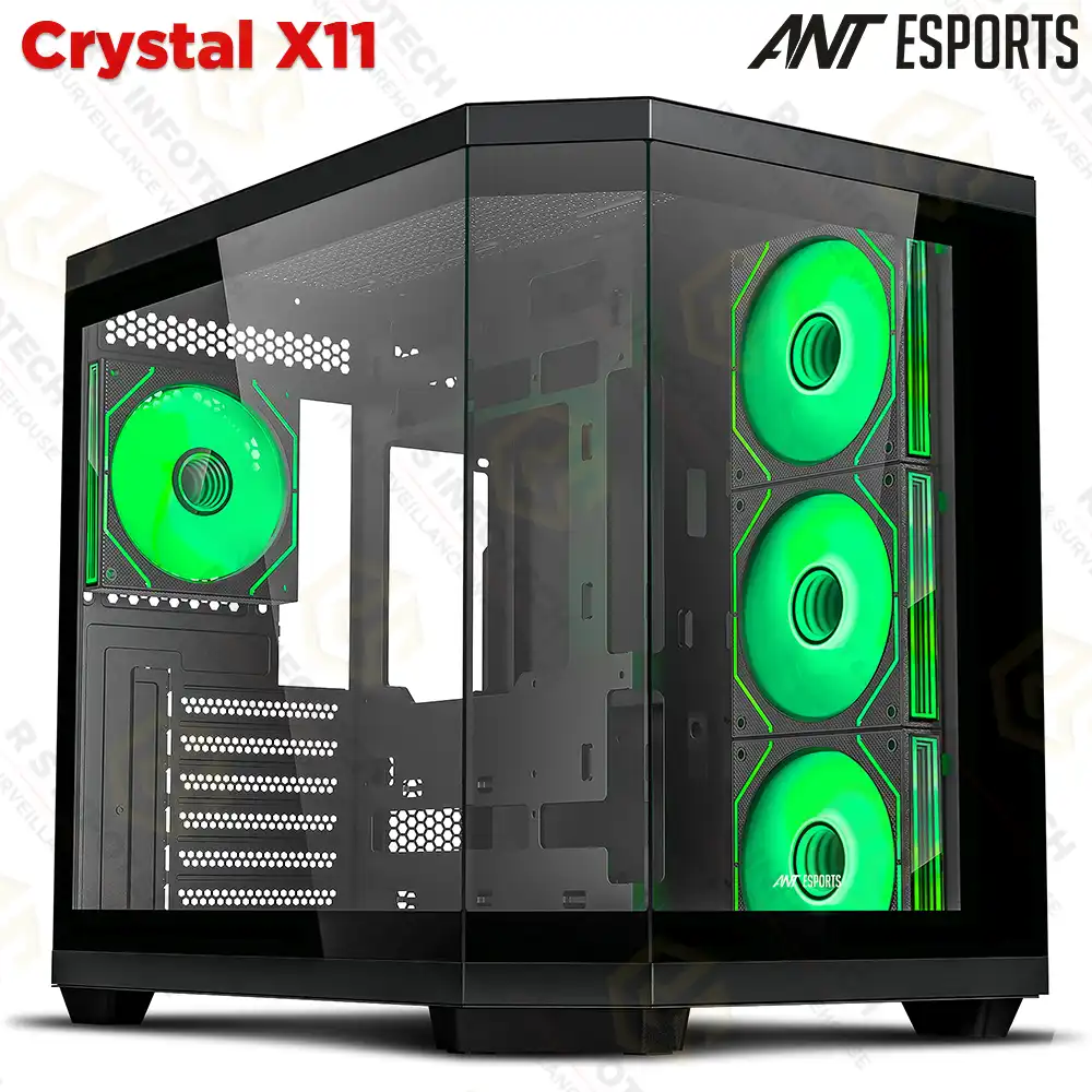 ANT ESPORTS HIGH END GAMING CABINET WITH FAN CRYSTAL X11 - W/O SUPPLY(BLK)