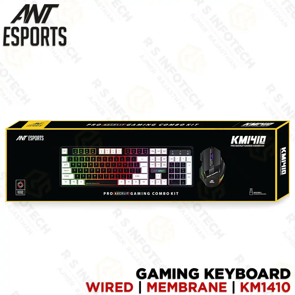 ANT ESPORTS KM1410 WIRED GAMING KEYBOARD & MOUSE COMBO – CARBON BLACK