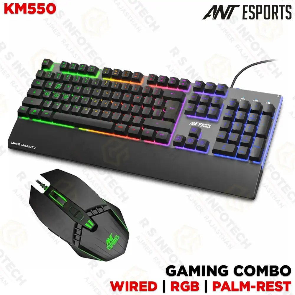 ANT ESPORTS KM550 RGB WIRED KEYBOARD & MOUSE COMBO | GAMING COMBO | USB (1YEAR)
