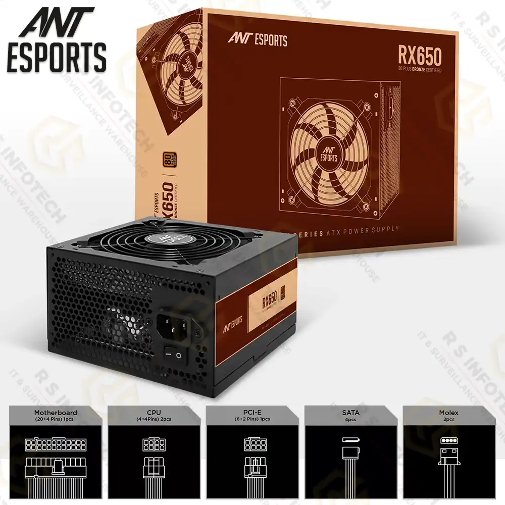 ANT ESPORTS RX650 80 PLUS BRONZE 650 WATT GAMING POWER SUPPLY (3YEAR)