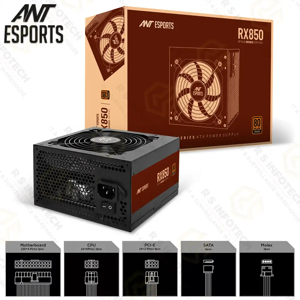 ANT ESPORTS RX850 80 PLUS BRONZE GAMING POWER SUPPLY (850W)