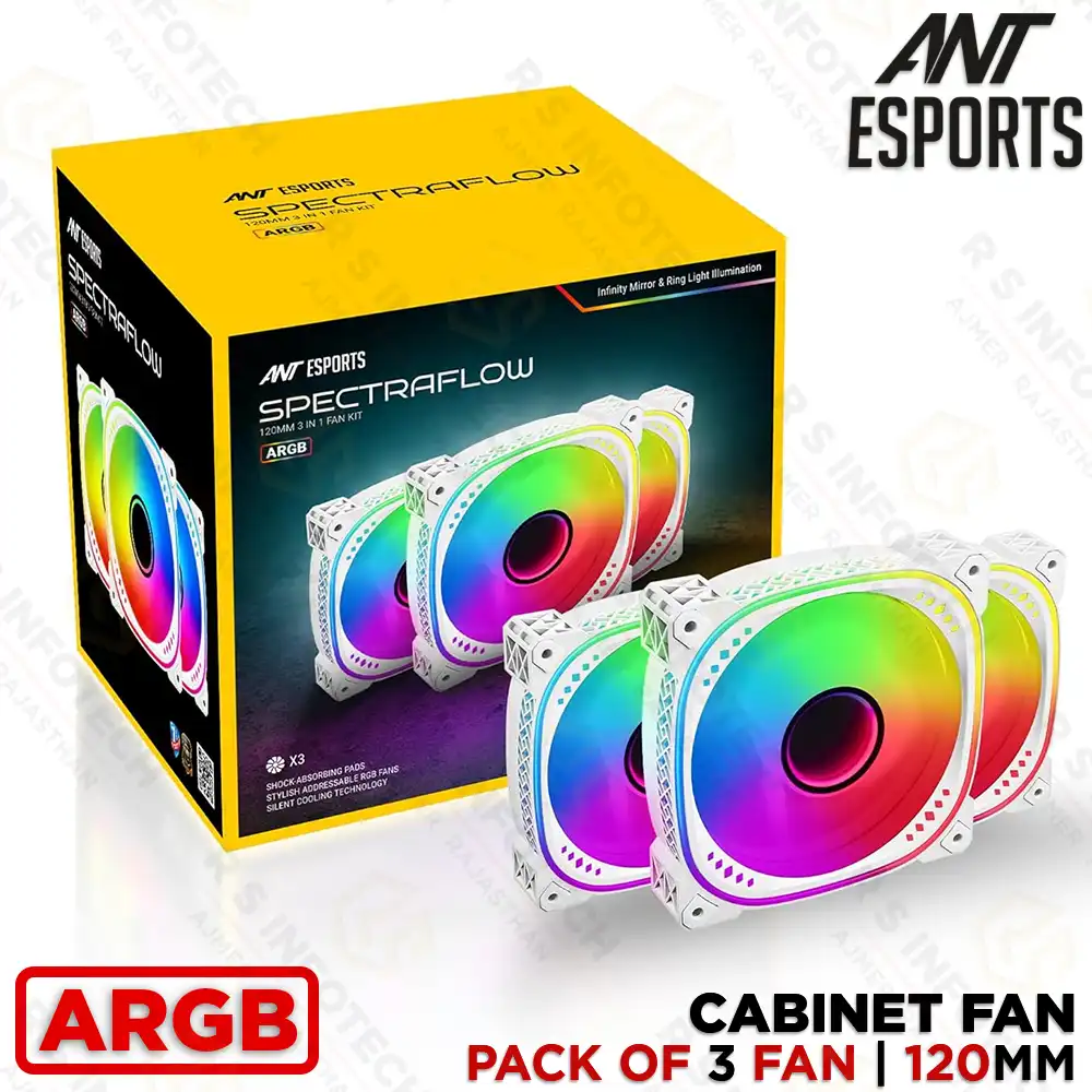 ANT ESPORTS SPECTRAFLOW ARGB 3 IN 1 CABINET FAN KIT (WHITE)