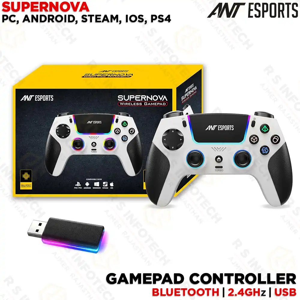 ANT ESPORTS SUPERNOVA TRI-MODE WIRELESS GAMING RGB CONTROLLER – WHITE