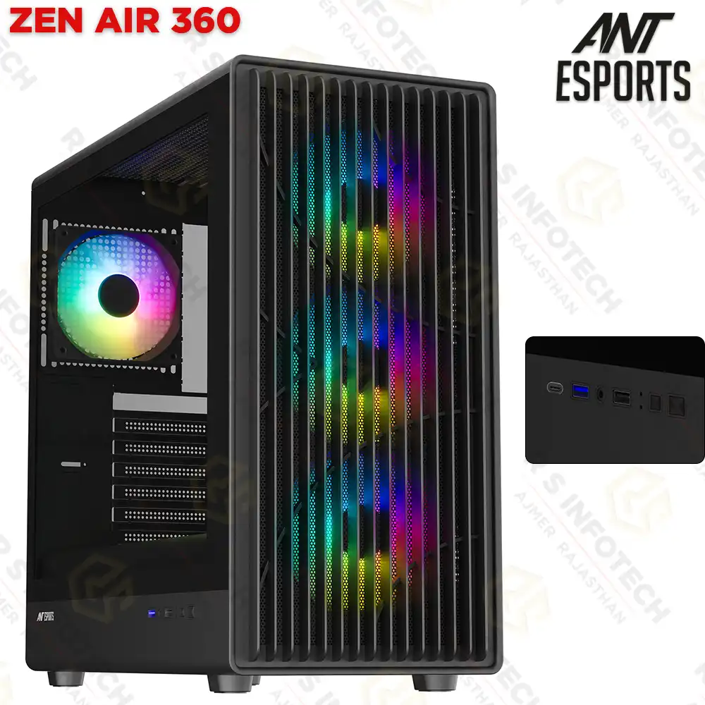 ANT ESPORTS ZEN AIR 360 HIGH AIRFLOW MID TOWER GAMING CABINET