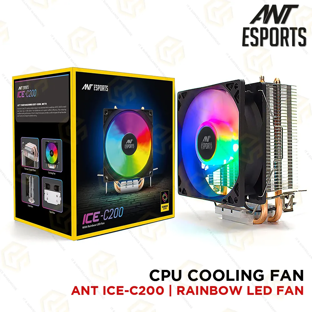 ANT ESPORTS ICE‑C200 – 120MM RAINBOW LED AIR COOLER (1YEAR)