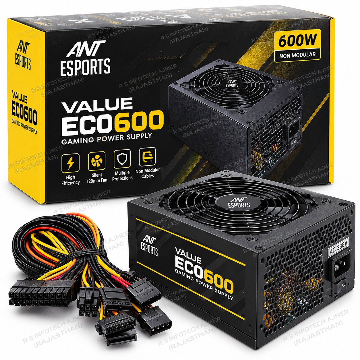 ANT VALUE ECO600 600W NON MODULAR GAMING POWER SUPPLY