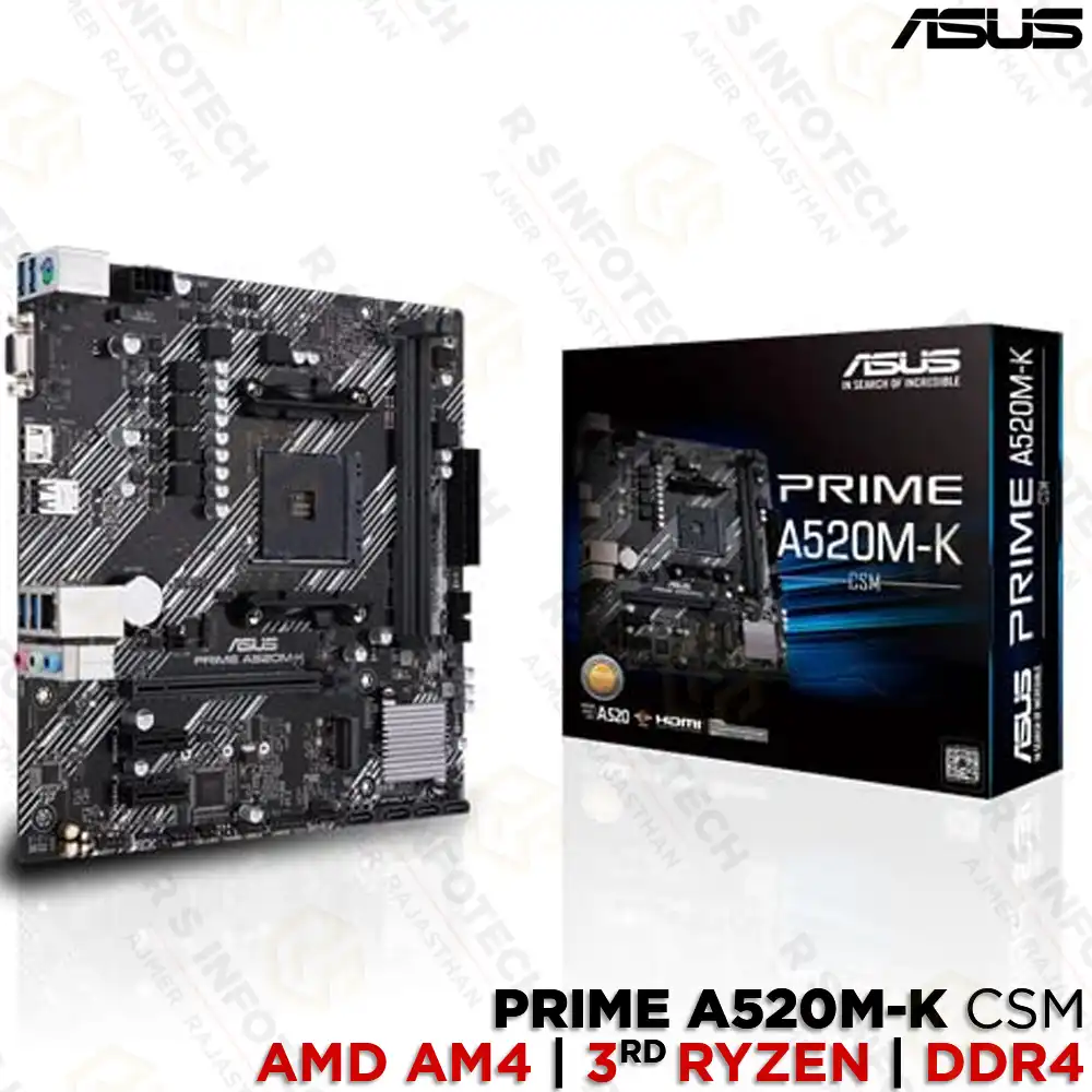 ASUS PRIME A520M-K/CSM AMD AM4 DDR4 RYZEN 5000 SERIES MOTHERBOARD