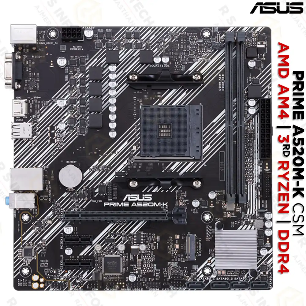 ASUS PRIME A520M-K/CSM AMD AM4 DDR4 RYZEN 5000 SERIES MOTHERBOARD