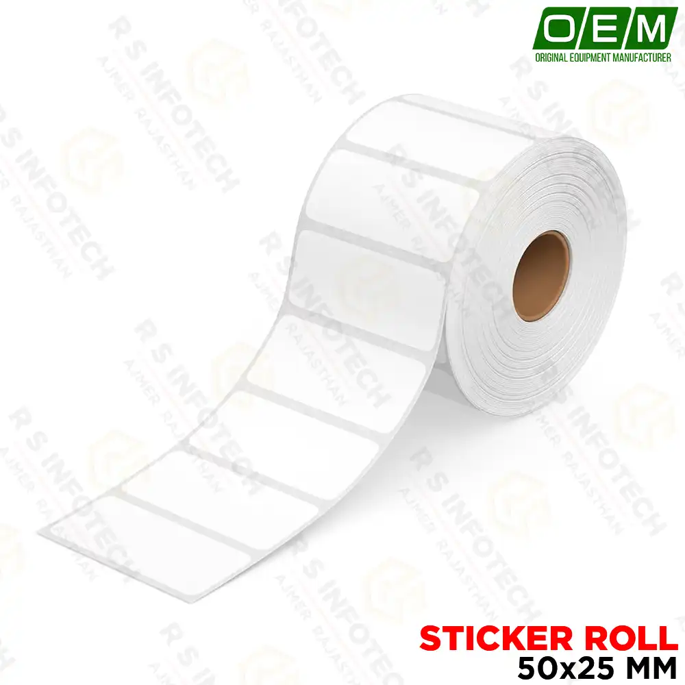 BARCODE 50MM*25MM THERMAL DT MINI STICKER ROLL, DIRECT THERMAL PRINT SUPPORT