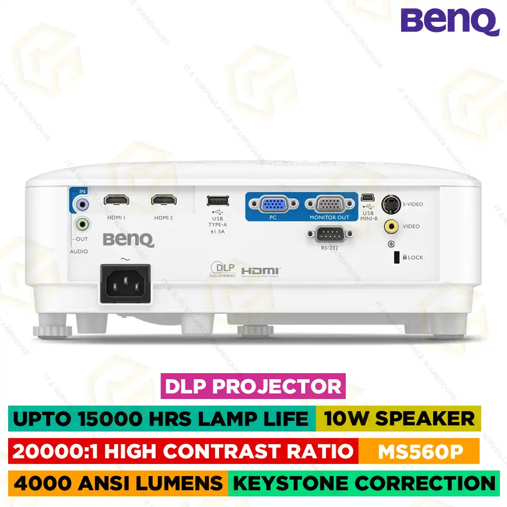 BENQ MS560P SVGA PROJECTOR | 4000 ANSI LUMENS (WHITE)