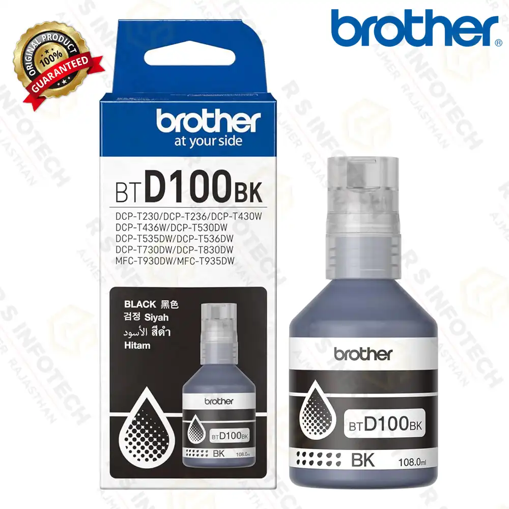 BROTHER BTD100BK DCP-T230 T430W T530DW MFC-T930DW INK BLACK BOTTEL