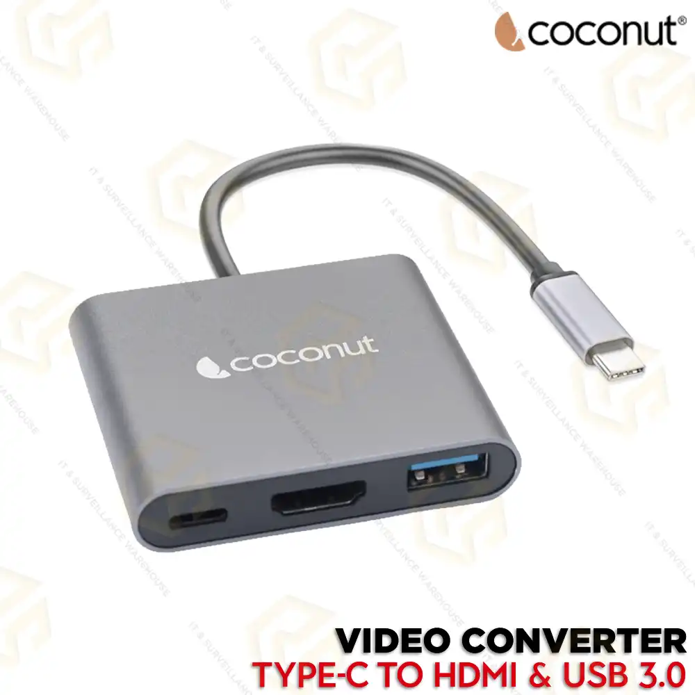 COCONUT 3 IN 1 DOCK A | TYPE-C MULTIPORT HUB | HDMI + USB 3.0 + USB-C | HUB