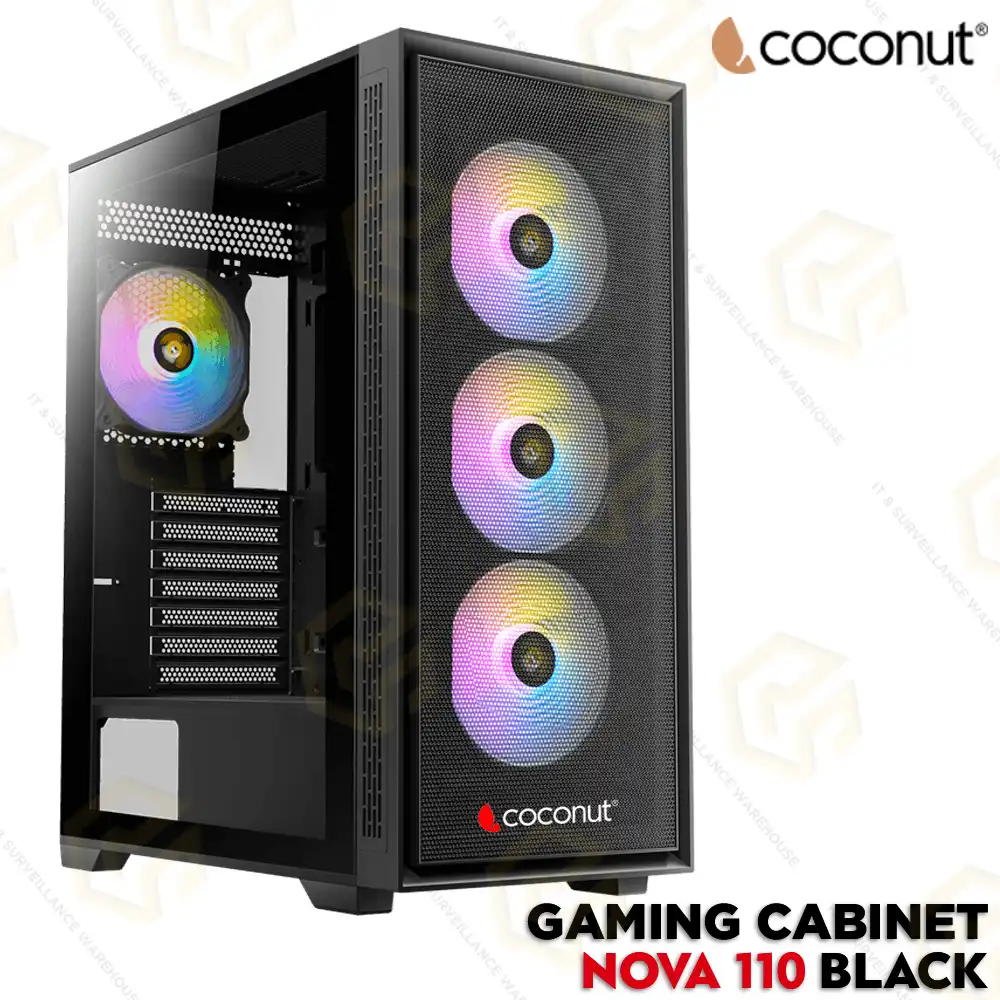 COCONUT GAMING CABINET NOVA 110 BLACK WITHOUT SMPS