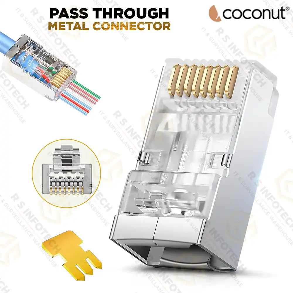COCONUT PASSTHROUGH RJ45 METAL CONNECTOR (PACK OF 100)