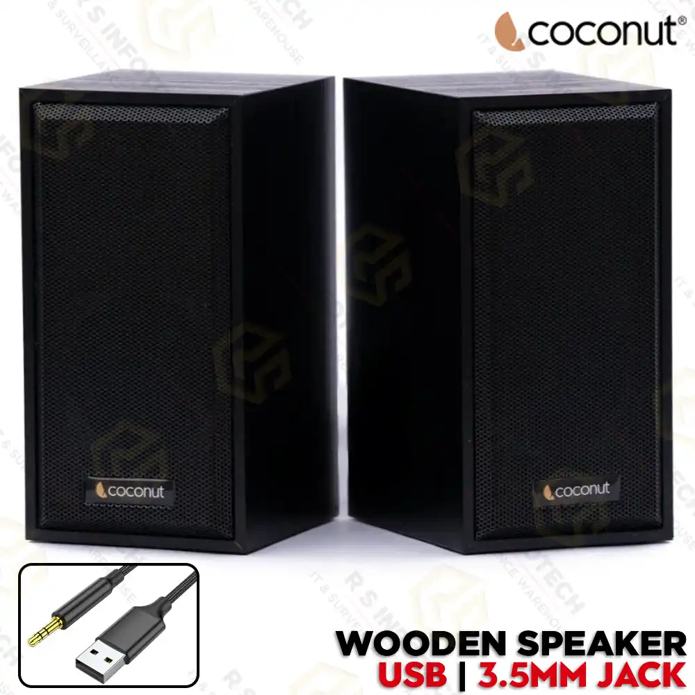 COCONUT USB WOODEN 5 WATT SPEAKERS FOR LAPTOP / DESKTOP US02