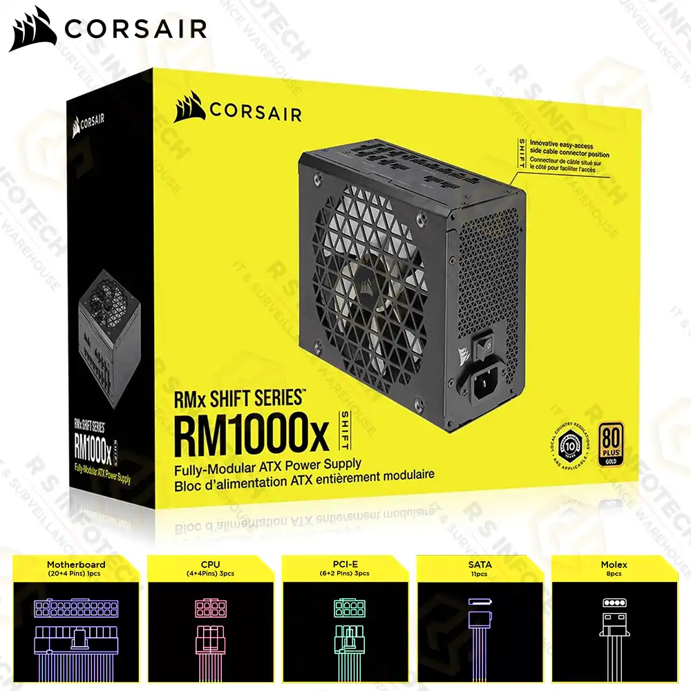 CORSAIR 1000WATT 80 PLUS GOLD FULLY MODULAR ATX POWER SUPPLY RM1000X