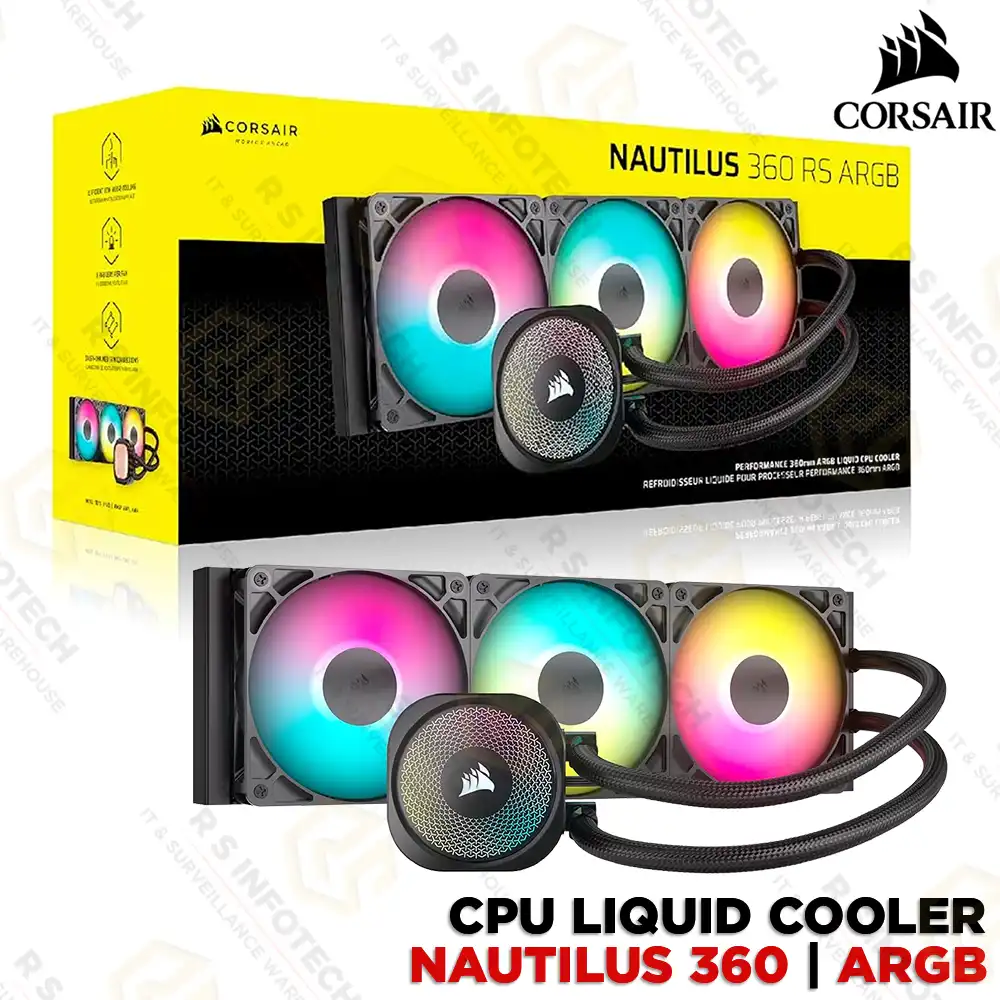 CORSAIR NAUTILUS 360 RS120 ARGB FANS CPU LIQUID COOLER COMPATIBLE INTEL/AMD