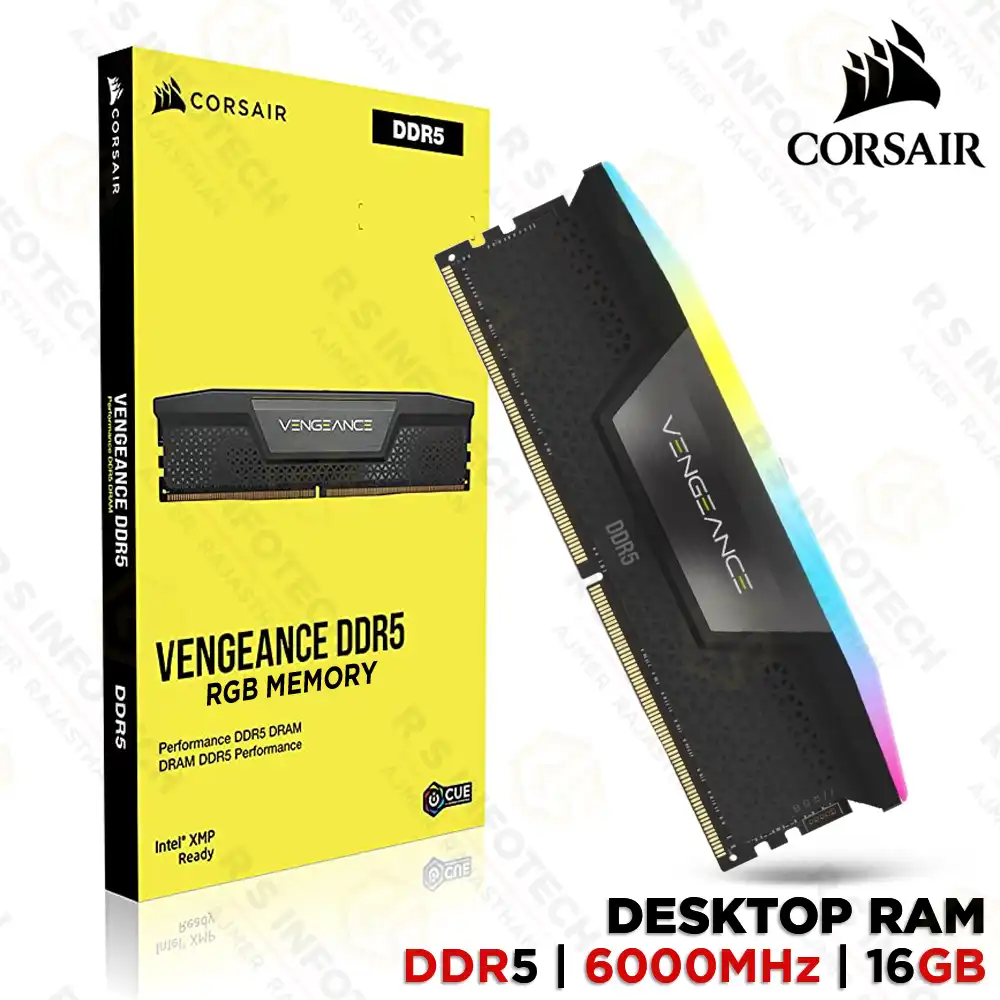 CORSAIR VENGEANCE CL38 16GB 6000MHZ DDR5 DESKTOP RGB RAM | CMH16GX5M1D6000Z38