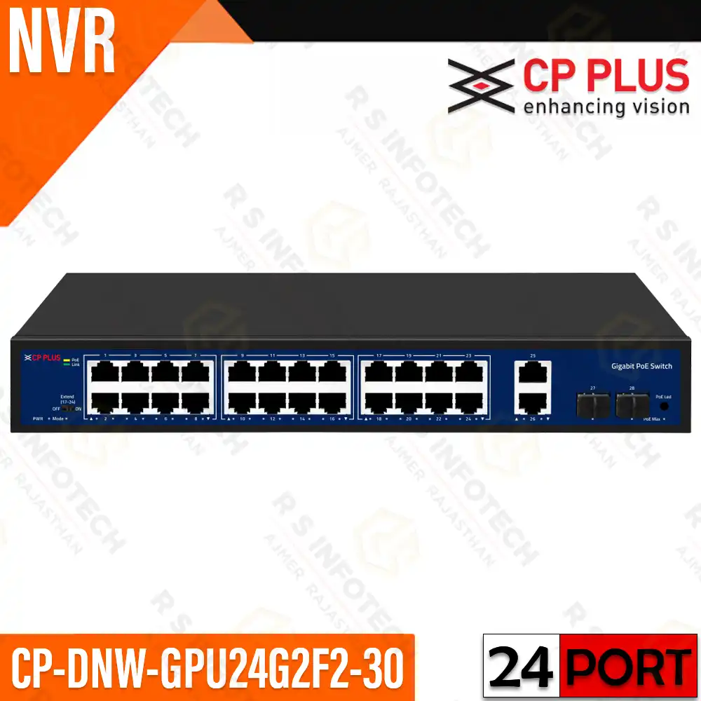 CP PLUS CP-DNW-GPU24G2F2-30 24-PORT GIGABIT POE SWITCH WITH 2*RJ45 & 2*SFP UPLINK