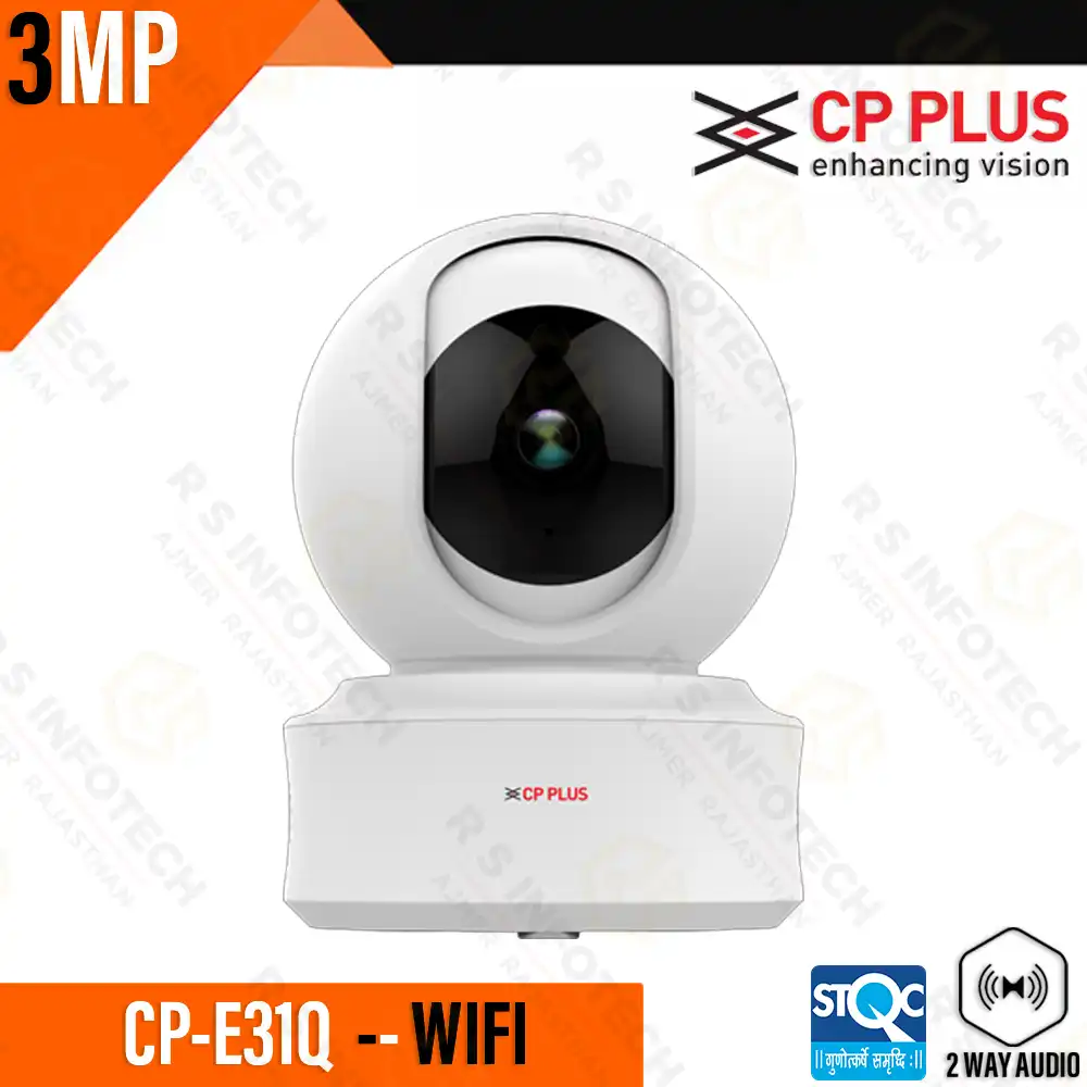 CP PLUS CP-E31Q – 3 MP WI-FI PT CAMERA, 15 M IR NIGHT VISION & SMART FEATURES (2 YEAR)