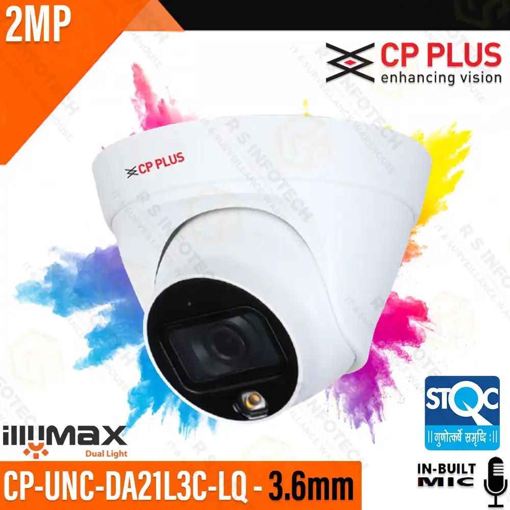 CP PLUS CP-UNC-DA21L3C-LQ 2MP IP DOME CAMERA (COLOR+MIC) STQC