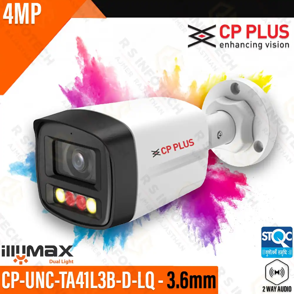 CP PLUS CP-UNC-TA41L3B-D-LQ 4MP IP BULLET WITH TWO WAY AUDIO & COLOR (2 YEAR)