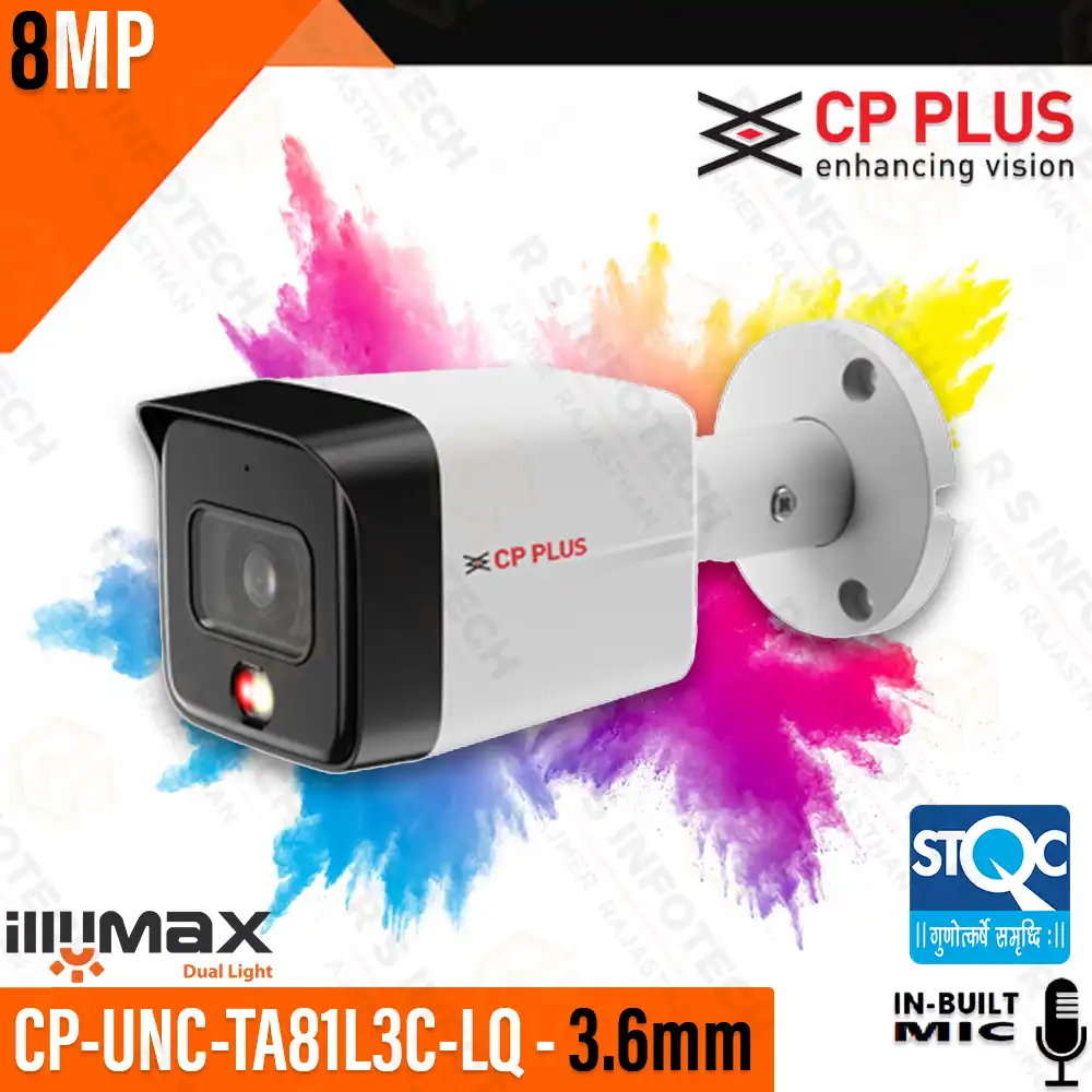 CP PLUS CP-UNC-TA81L3C-LQ 8MP HYBRID COLOR+MIC IP BULLET CAMERA