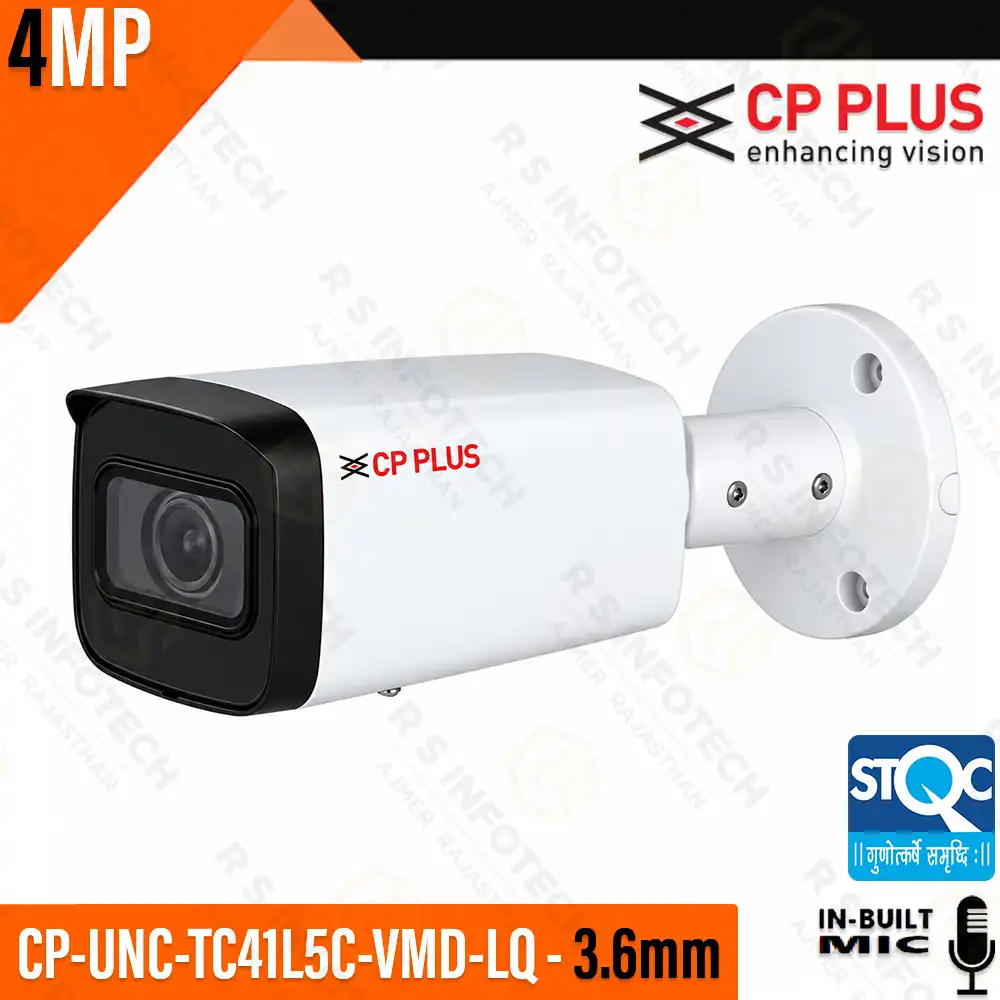 CP PLUS CP-UNC-TC41L5C-VMD-LQ 4MP DUAL LIGHT BULLET IP CAMERA – 50M IR RANGE
