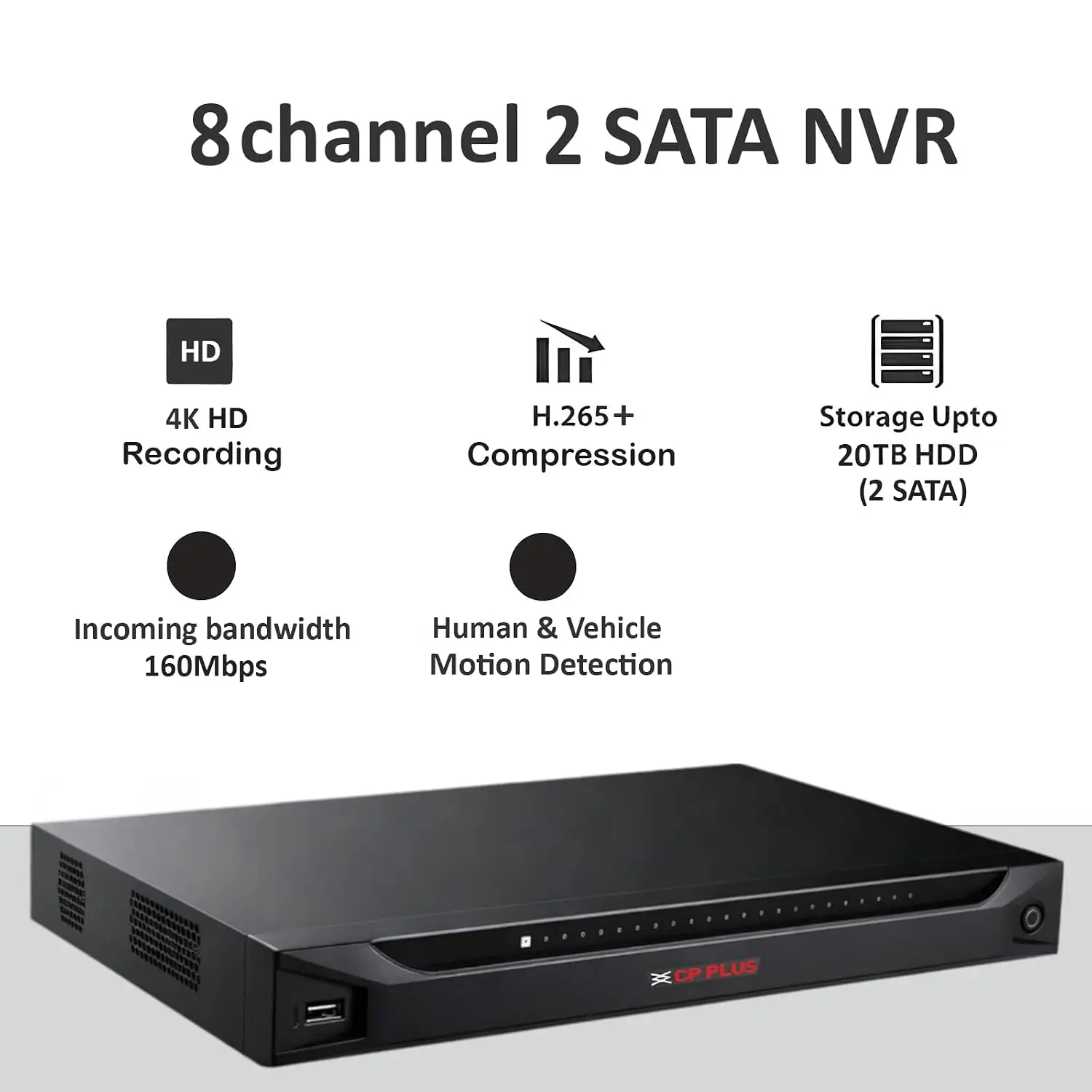 CP PLUS CP-UNR-4K4082-V4 8CH NVR 160MBPS (2 SATA)