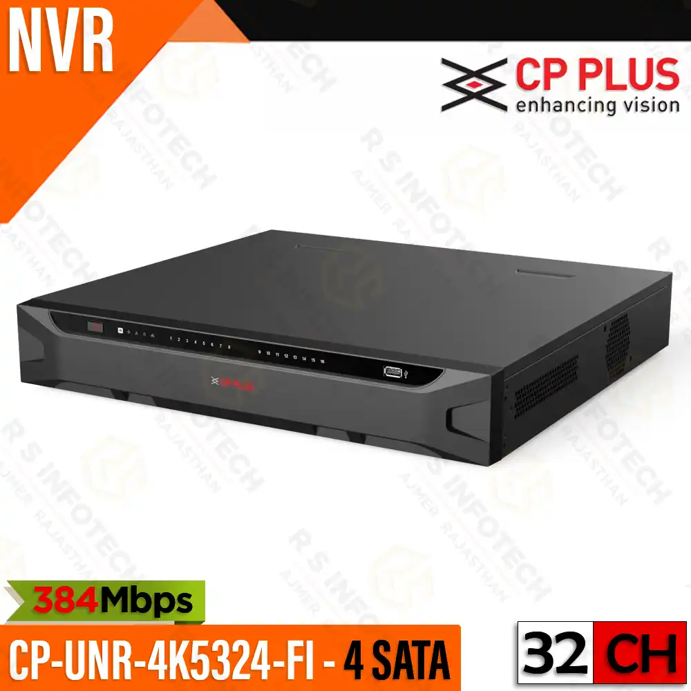 CP PLUS CP-UNR-4K5324-F1 32-CH 4K AI NVR | 4× HDD SLOT | 384MBPS*| ONVIF (2 YEAR)