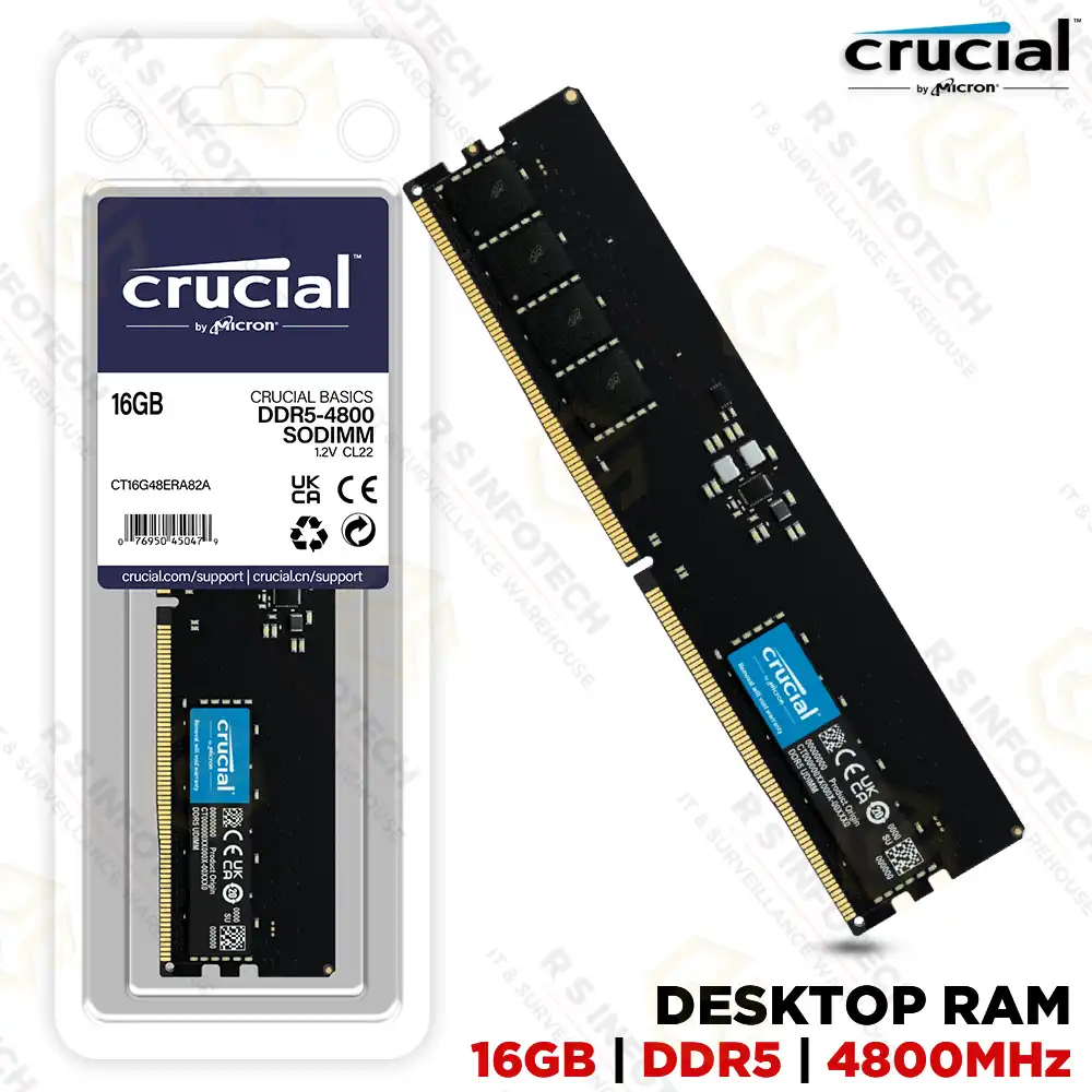 CRUCIAL 16GB DDR5 4800MHZ DESKTOP RAM (5YEAR)