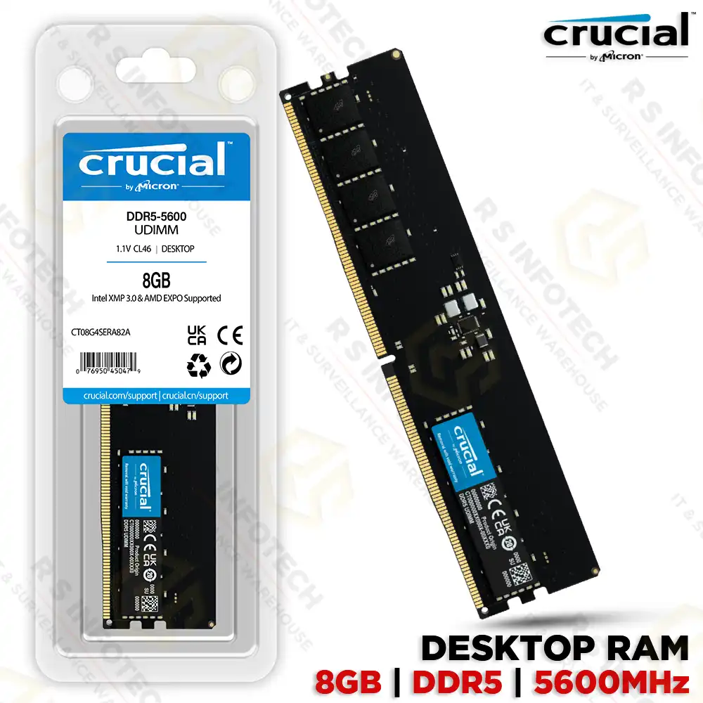 CRUCIAL CT8G56C46U5 8GB DDR5 5600MHZ | DESKTOP RAM | HIGH-SPEED PERFORMANCE
