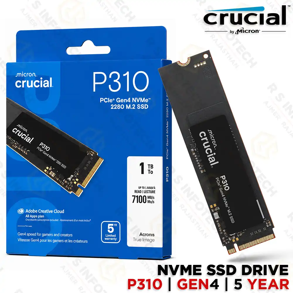 CRUCIAL P310 1TB PCIE GEN4 NVME M.2 2280 SSD UP TO 7100MB/S READ (5 YEAR)