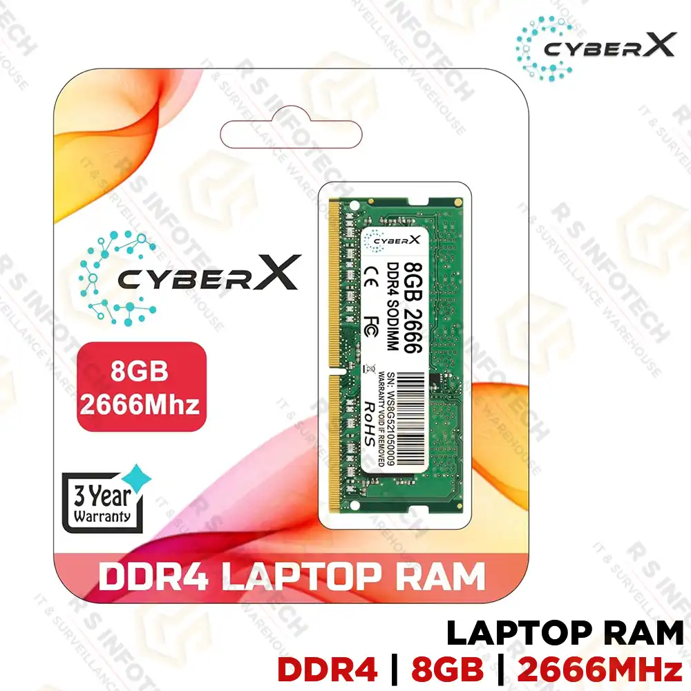 CYBERX DDR4 8GB LAPTOP RAM 2666MHZ (5YR)