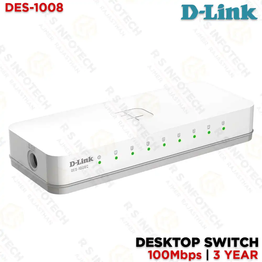 D-LINK DES-1008 8-PORT 100MBPS NETWORK SWITCH (3 YEAR)