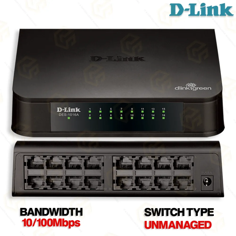 D-LINK DES-1016D/A 16PORT 100MBPS SWITCH (3YEAR)