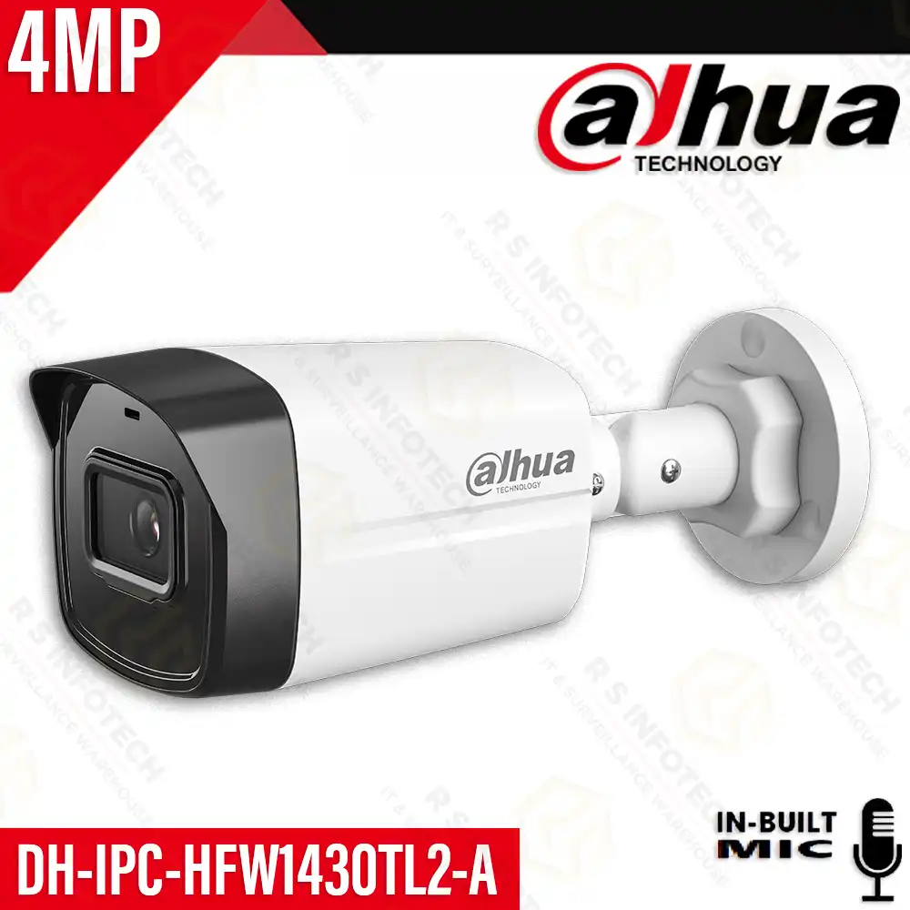 DAHUA DH-IPC-HFW1430TL2-A SILVER 4MP IP BULLET INBUILT MIC
