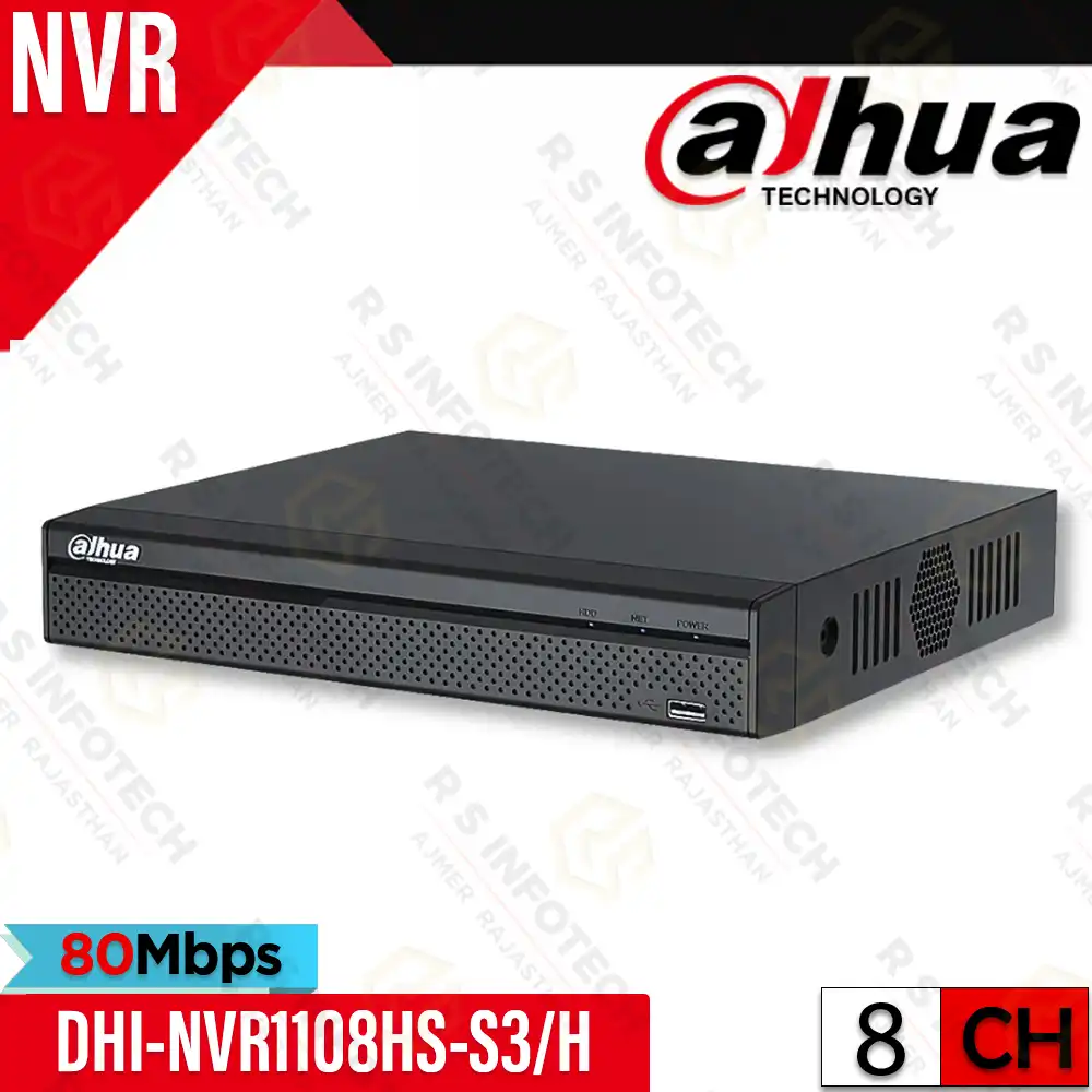 DAHUA DHI-NVR1108HS-S3/H 8CH H.265 8MP NVR WITH 80MBPS BANDWIDTH