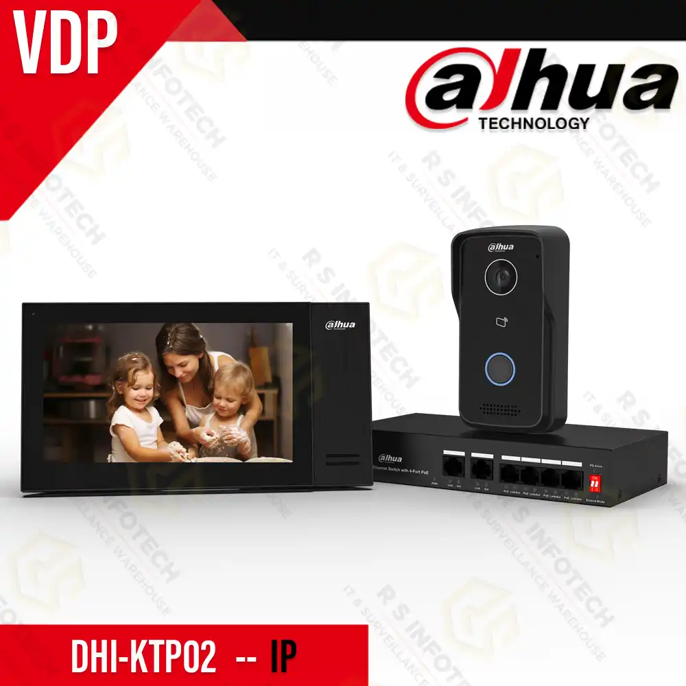 DAHUA KTP02 IP VIDEO INTERCOM KIT (4+2 PORT POE SWITCH INCLUDED)