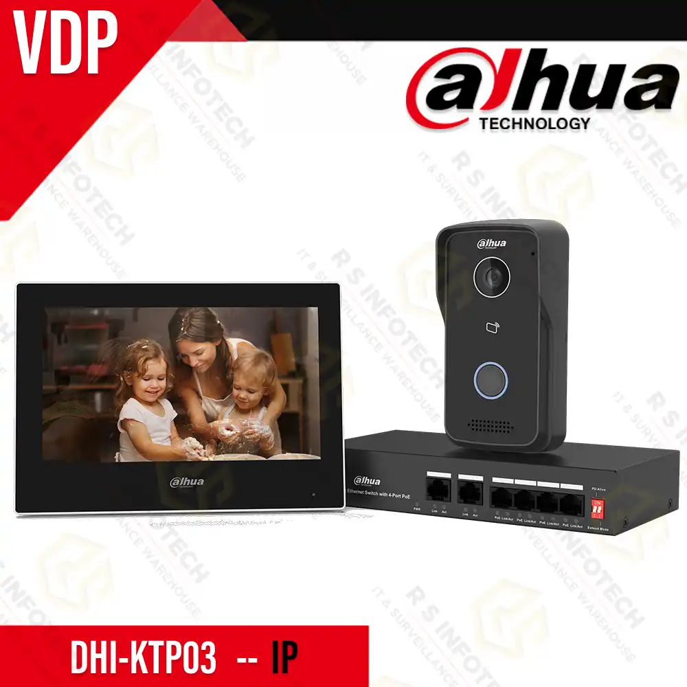 DAHUA KTP03 IP VIDEO INTERCOM KIT (4+2 PORT POE SWITCH INCLUDED)
