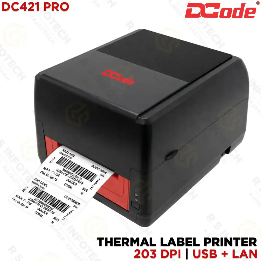 DCODE DC421 PRO 4-INCH DIRECT THERMAL BARCODE PRINTER | 203 DPI | 5 IPS